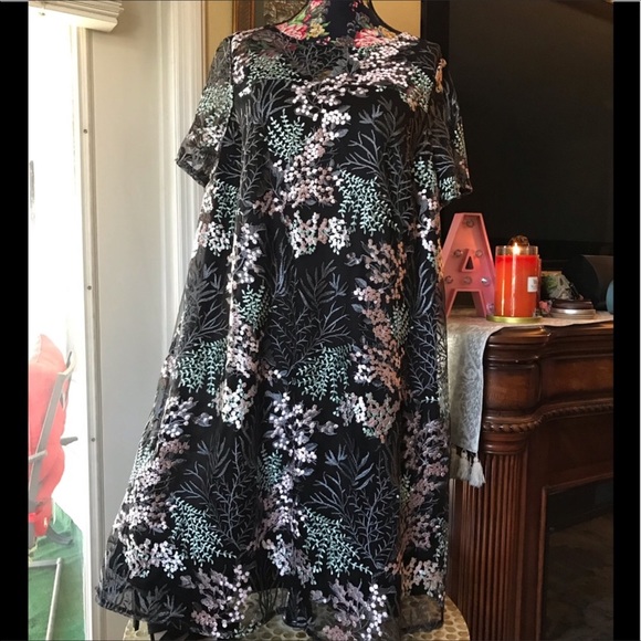 🆕 NWT Lane Bryant Embroidered Florals Black Mesh Cocktail Dress - Picture 11 of 13